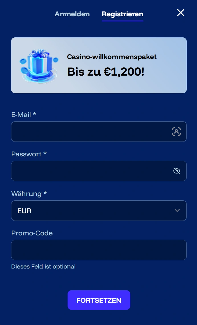Login und Registrierung bei Frostybet