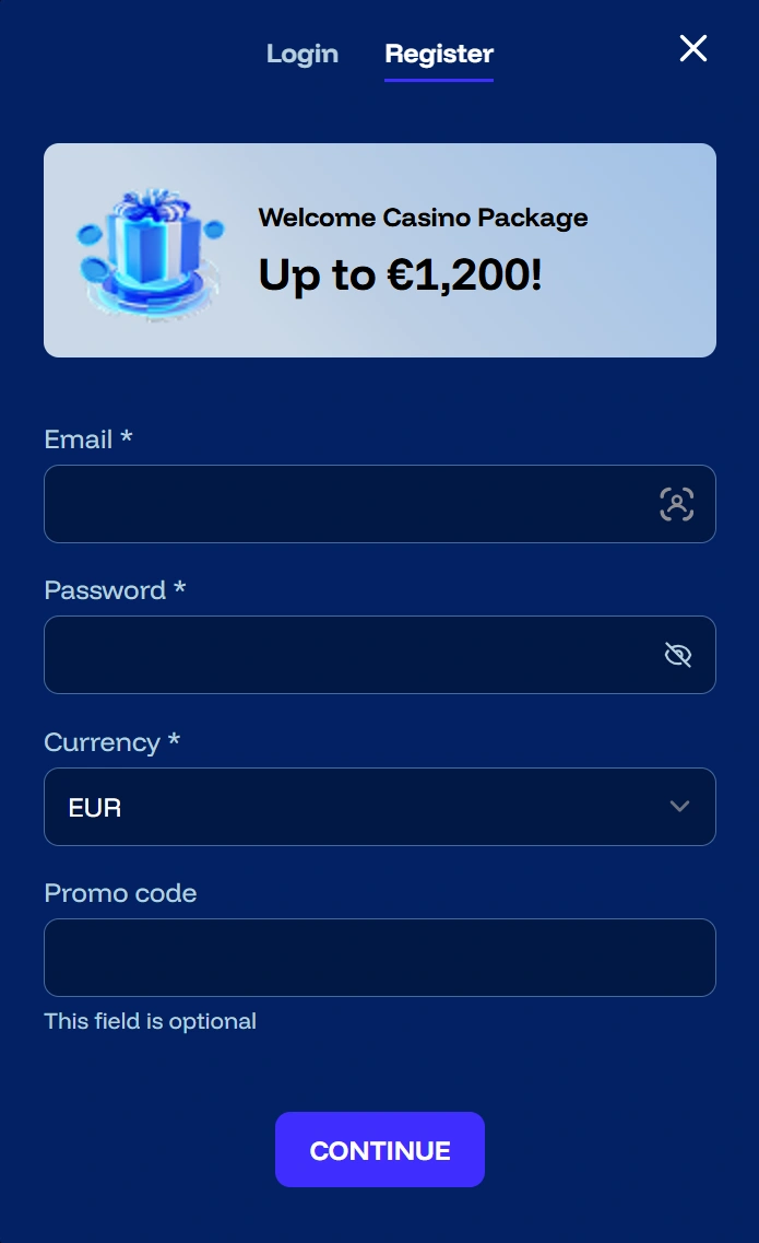 Login and Registration at Frostybet